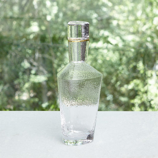 Hammered Clear Decanter with Gold rim