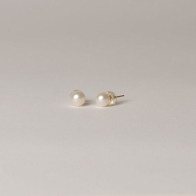 Round Pearl Stud Earrings