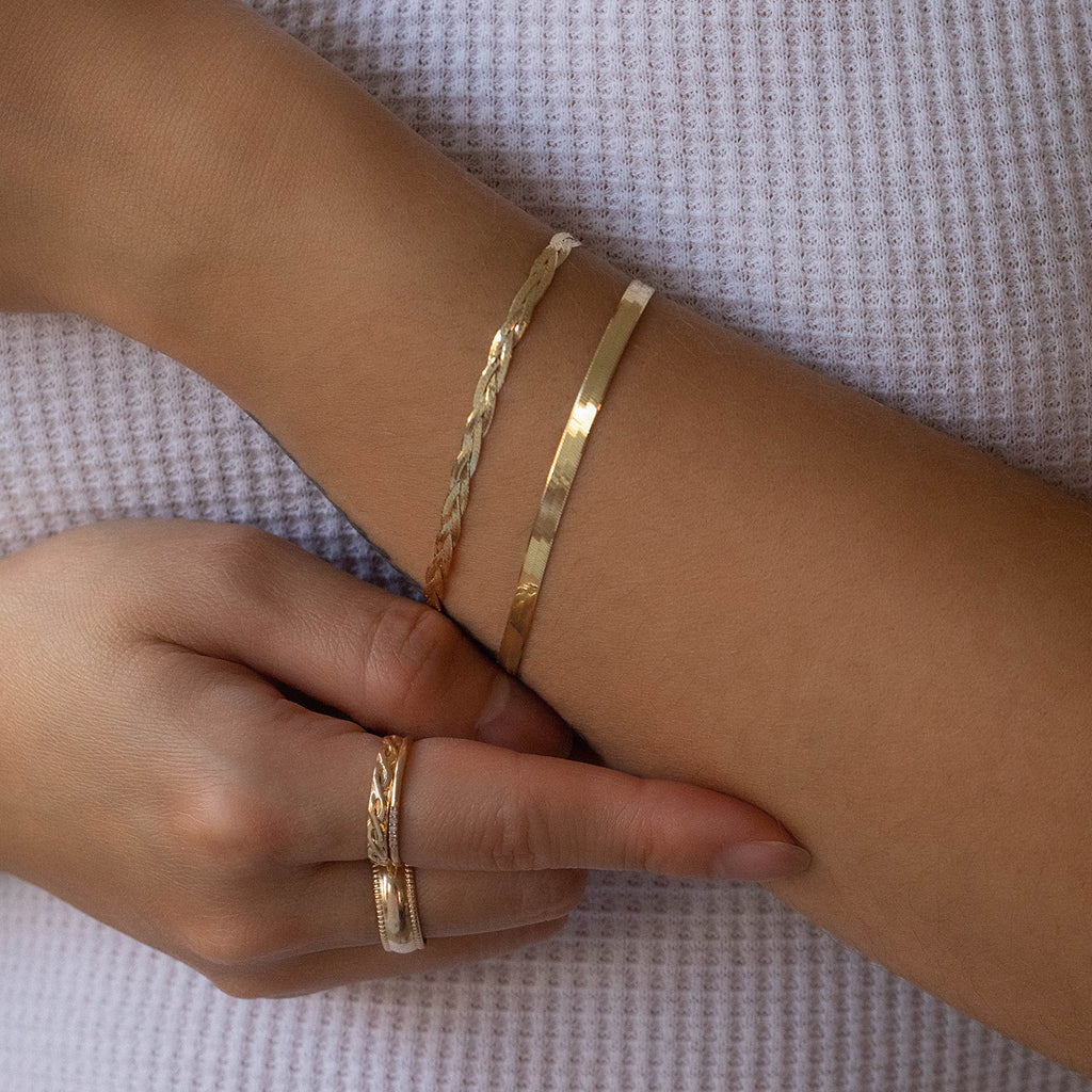 Braided Herringbone Bracelet - 10k Gold