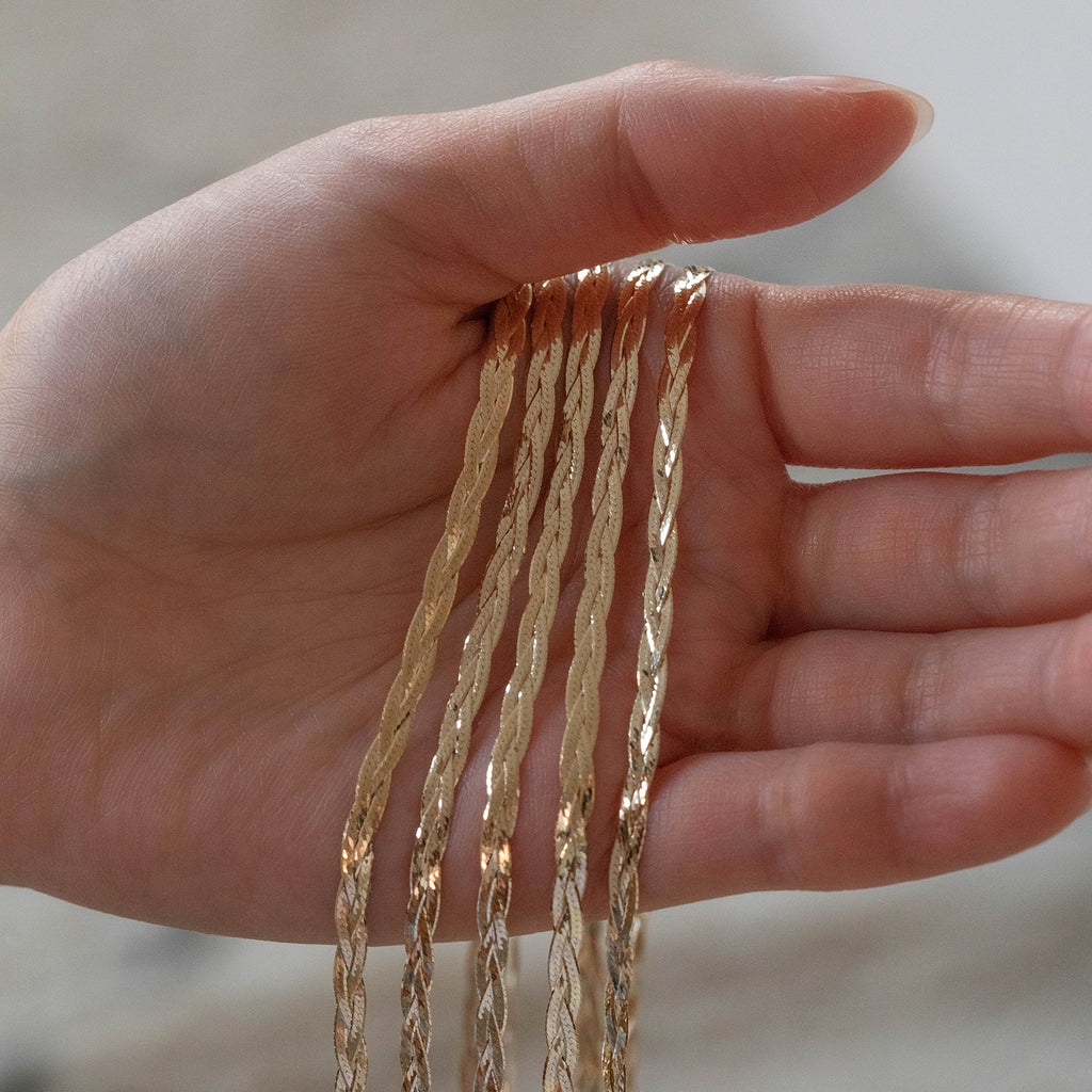 Braided Herringbone Bracelet - 10k Gold
