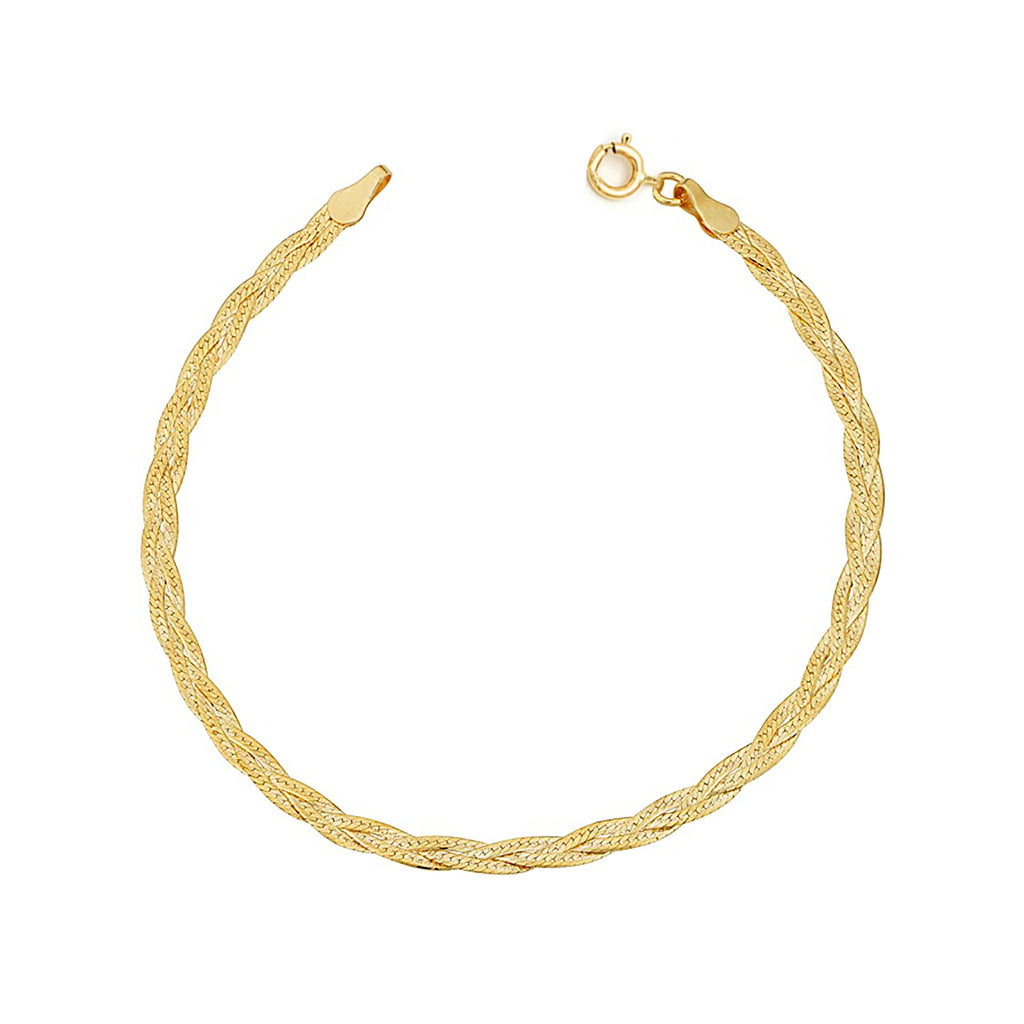 Braided Herringbone Bracelet - 10k Gold